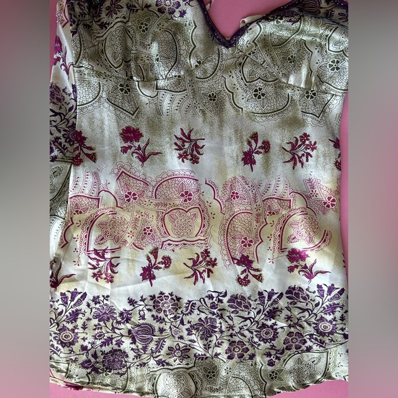 Xhilaration Paisley Satin Sequins Trim Camisole Tank Top - Picture 3 of 9